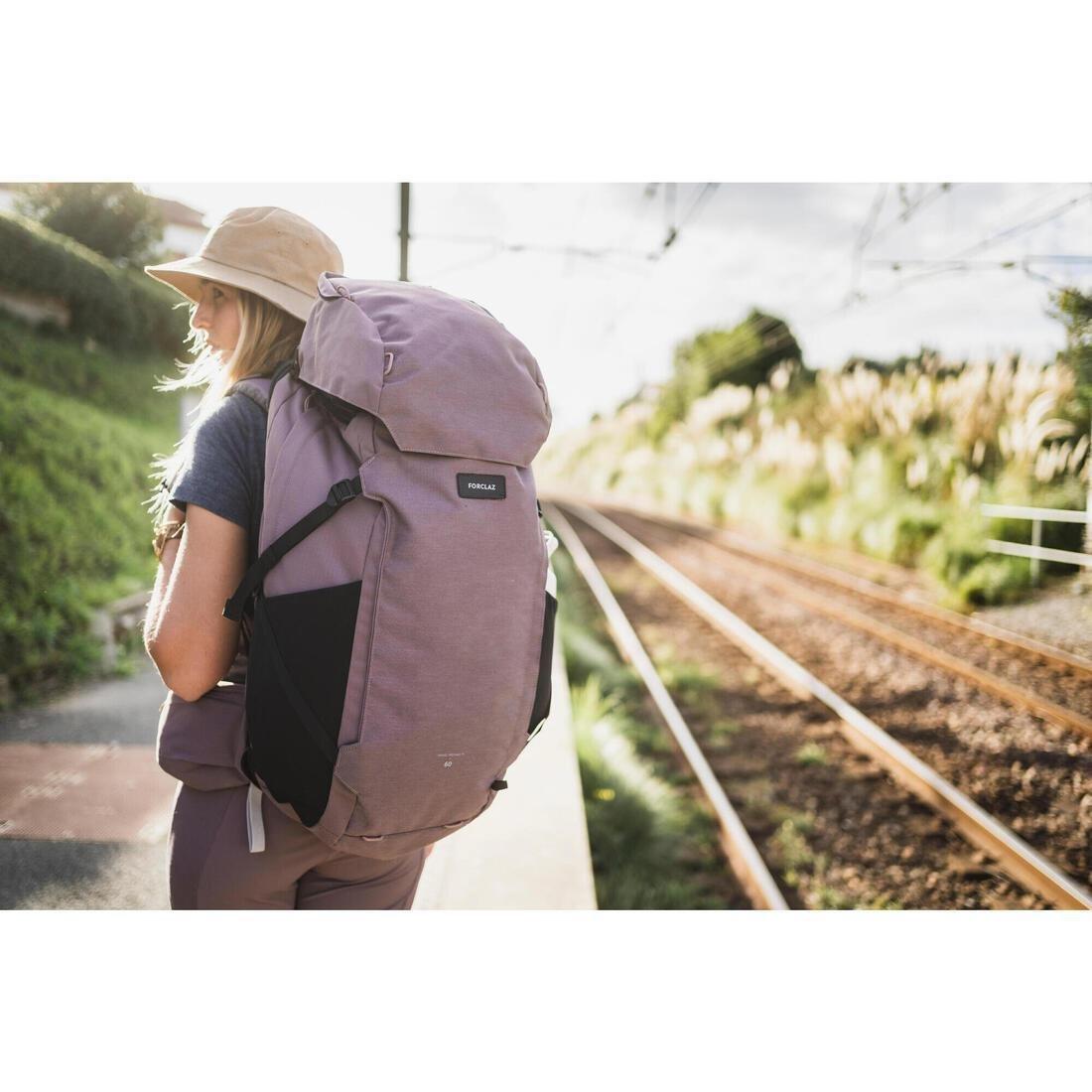 Women Travel Trekking Backpack - With Suitcase Opening - Travel 900 60+6 L, Grey, No Color, medium