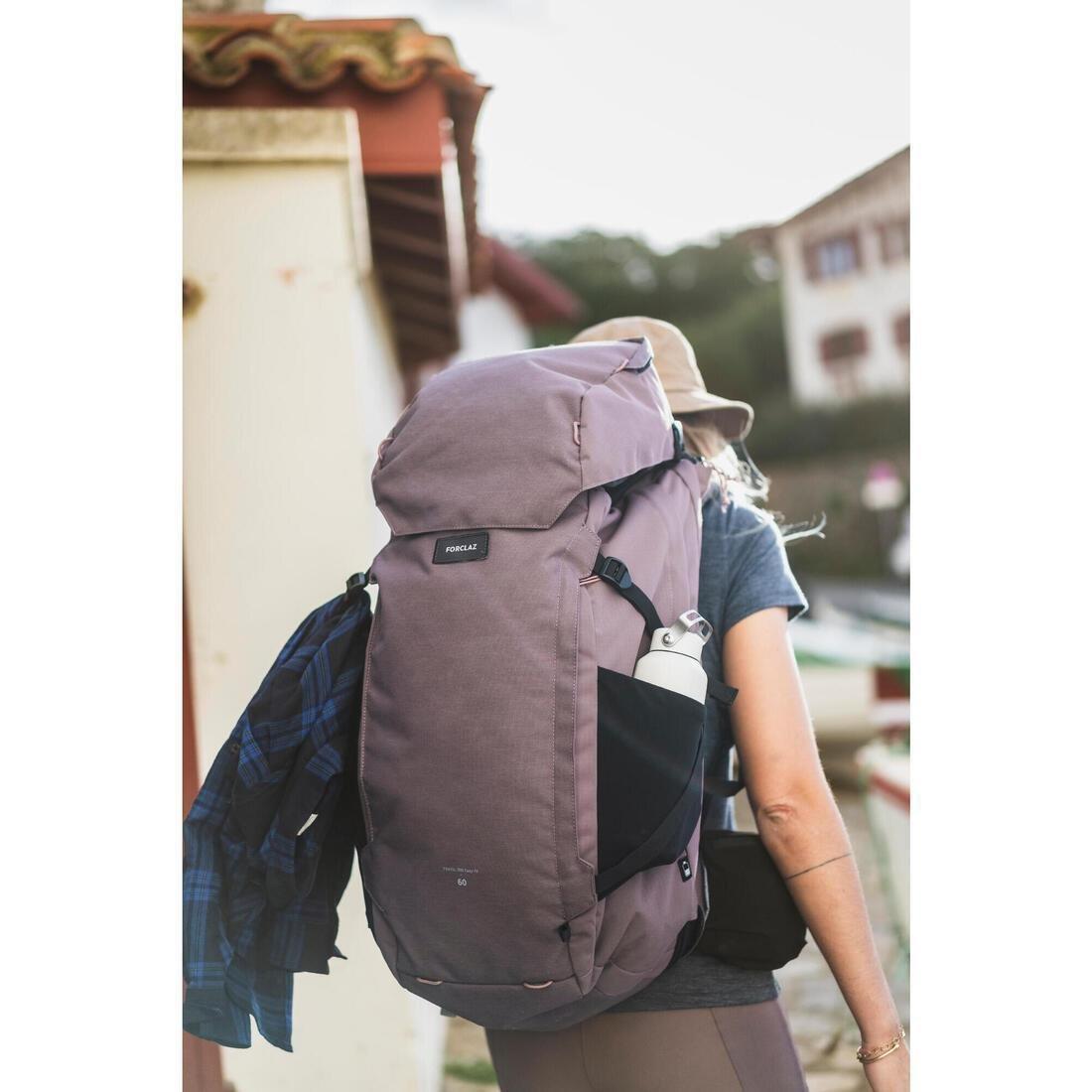 Women Travel Trekking Backpack - With Suitcase Opening - Travel 900 60+6 L, Grey, No Color, large image number 2