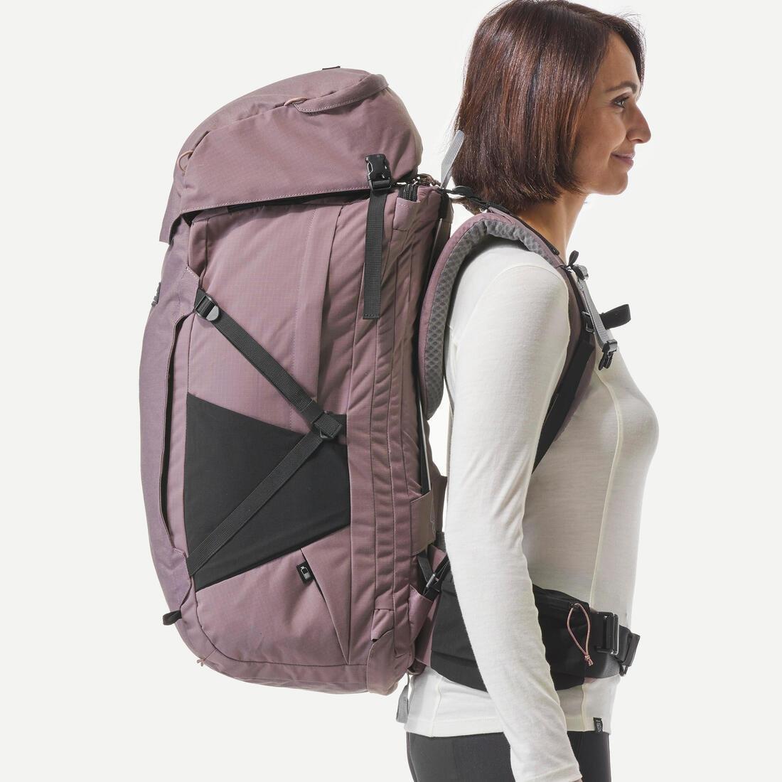Women Travel Trekking Backpack - With Suitcase Opening - Travel 900 60+6 L, Grey, No Color, large image number 4