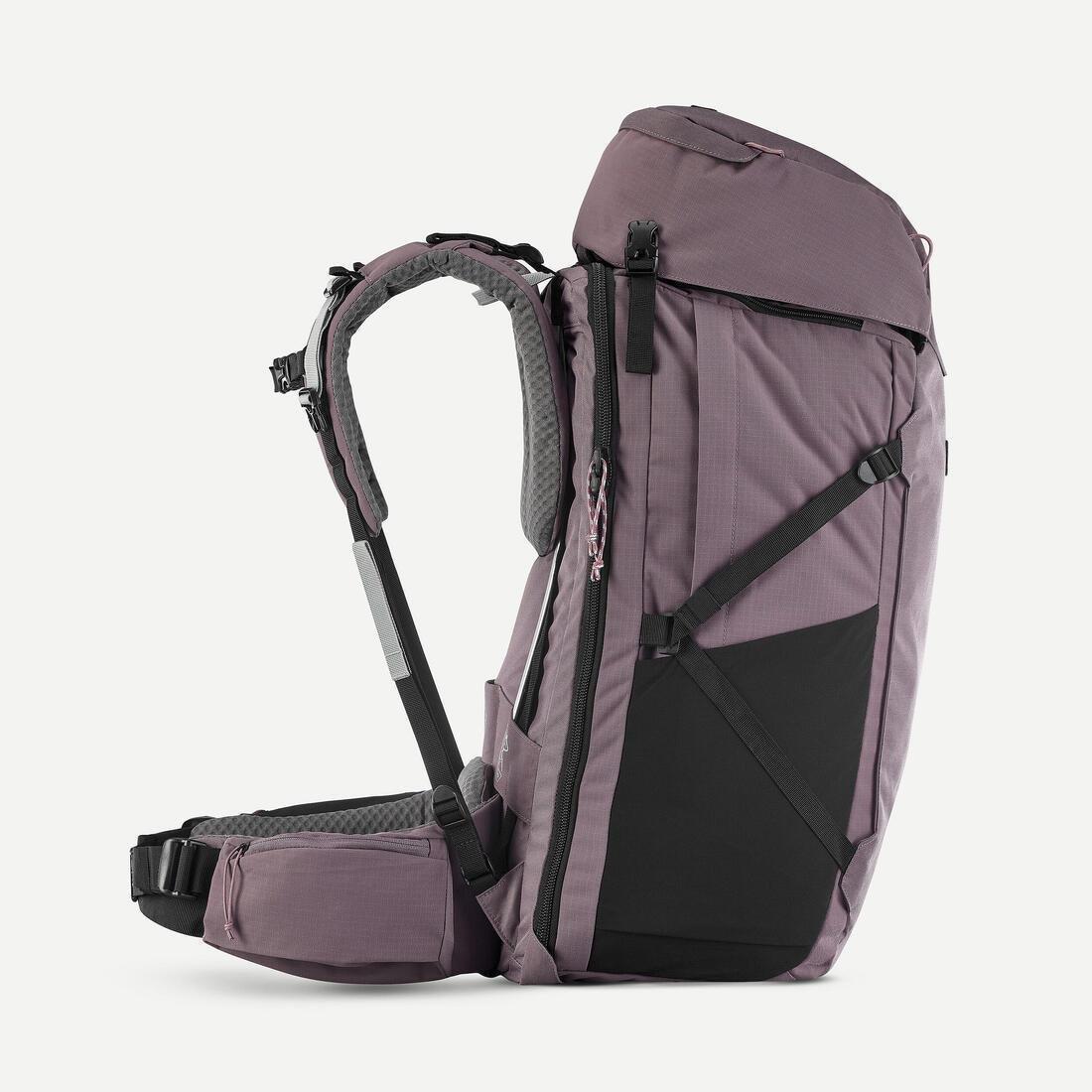 Women Travel Trekking Backpack - With Suitcase Opening - Travel 900 60+6 L, Grey, No Color, large image number 6