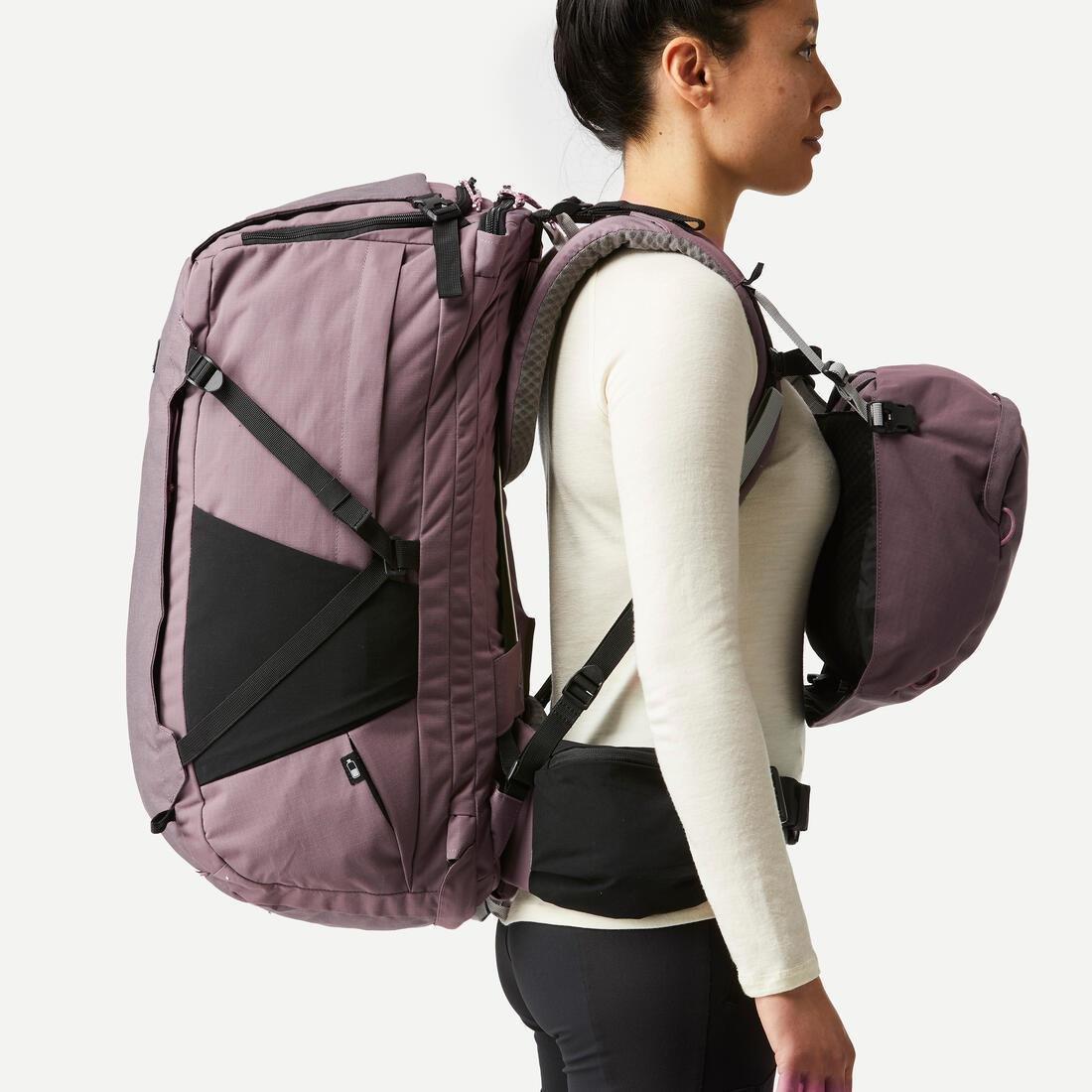Women Travel Trekking Backpack - With Suitcase Opening - Travel 900 60+6 L, Grey, No Color, large image number 14