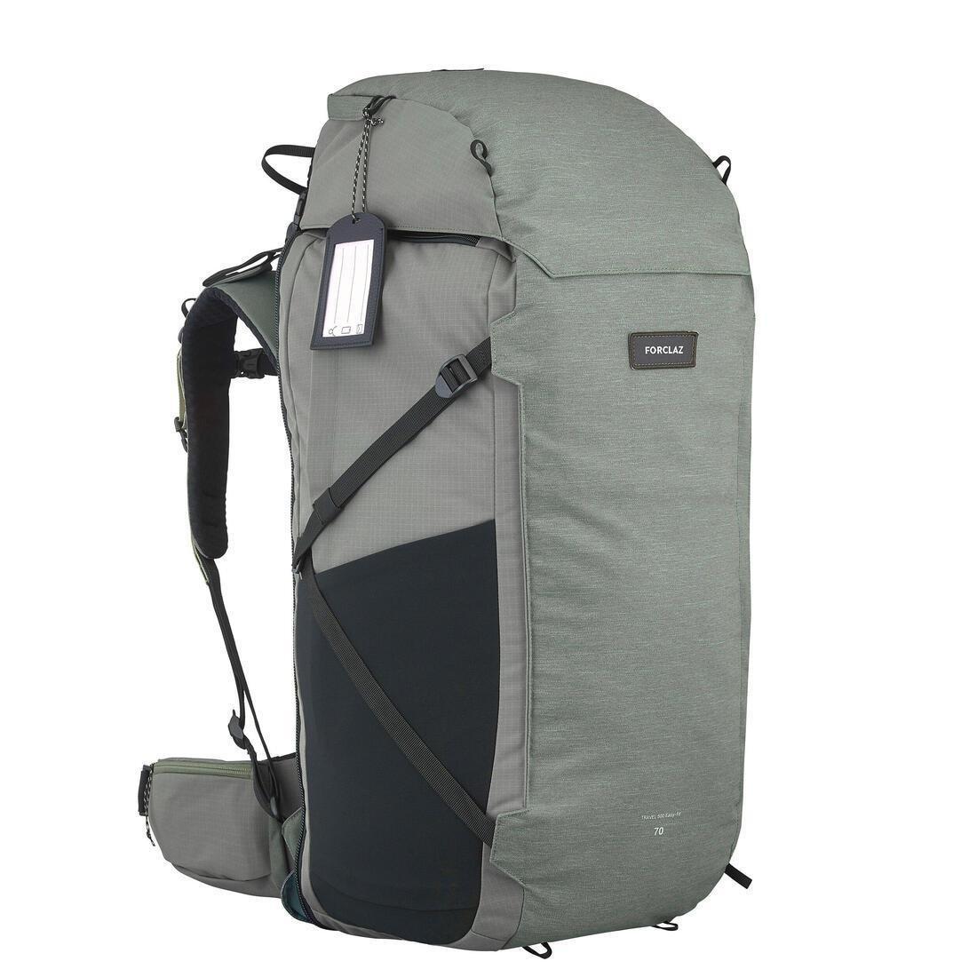 Men Travel Trekking Backpack - Travel 900 70+6 L, Khaki, No Color, large image number 1