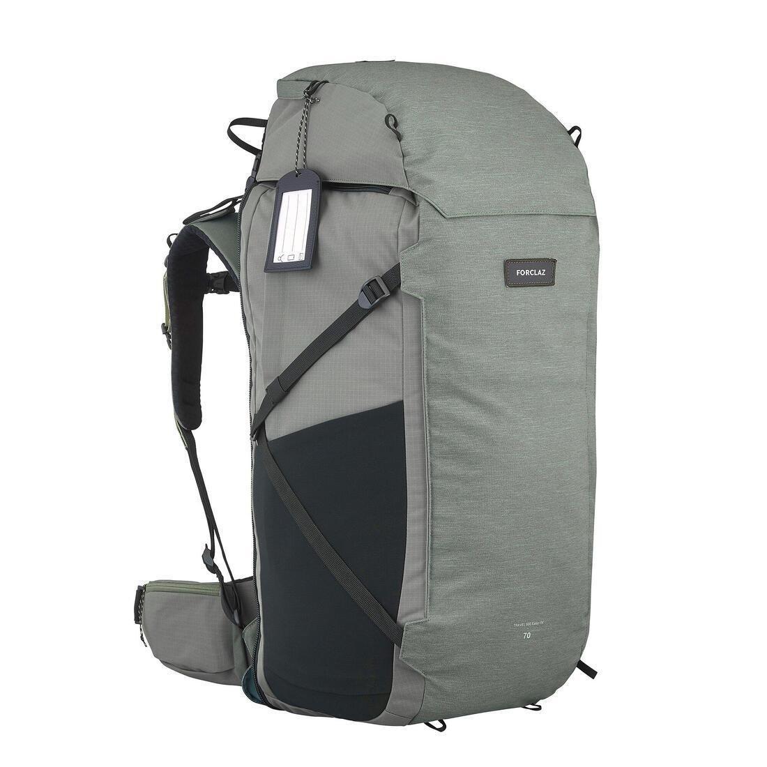 Men Travel Trekking Backpack - Travel 900 70+6 L, Khaki, No Color, large image number 2
