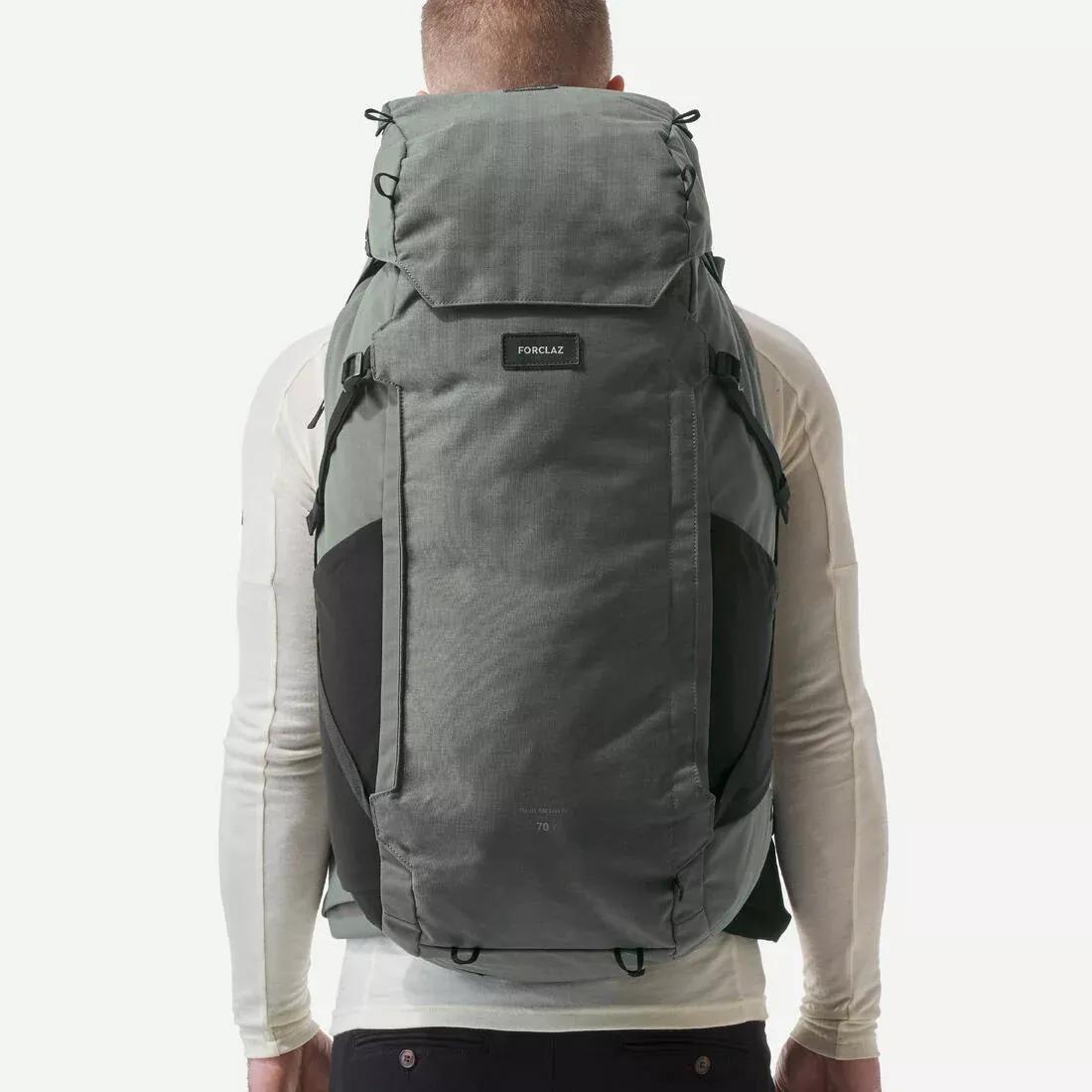 Men Travel Trekking Backpack - Travel 900 70+6 L, Khaki, No Color, large image number 12