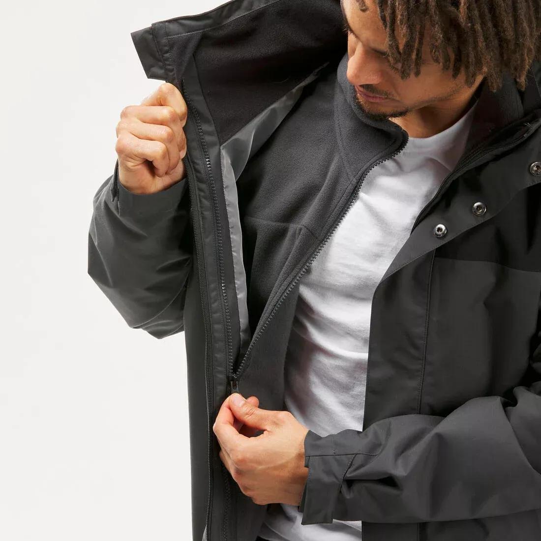 Men 3-In-1 Waterproof Travel Trekking Jacket - Travel 100 - 0C, Grey, No Color, large image number 9