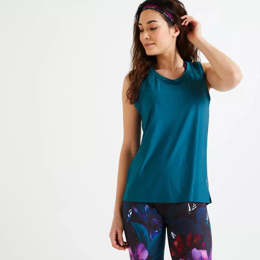 Close-Fitting Fitness Tank Top, Turquoise, No Color, medium