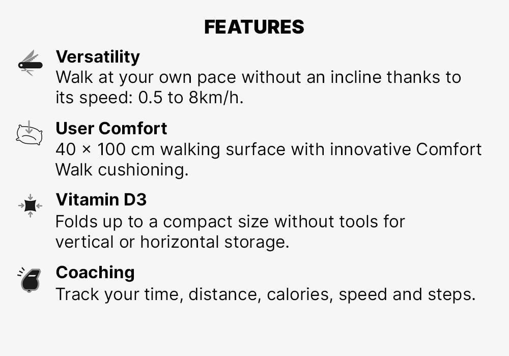 DEFAULT Assembly-Free Compact Treadmill W500 - 8 km/h, 40⨯100 cm, No Color, large image number 9