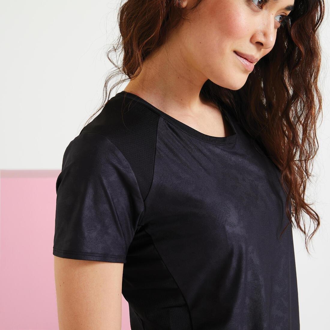 Women's Fitted Fitness Cardio T-Shirt, black, , large image number 2
