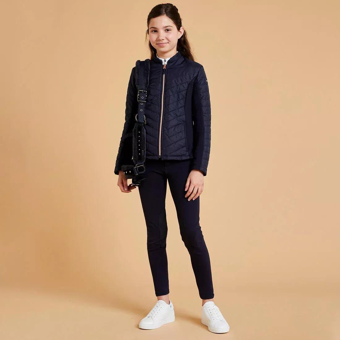 Kids Unisex Horse Riding Jacket, Blue, No Color, large image number 3