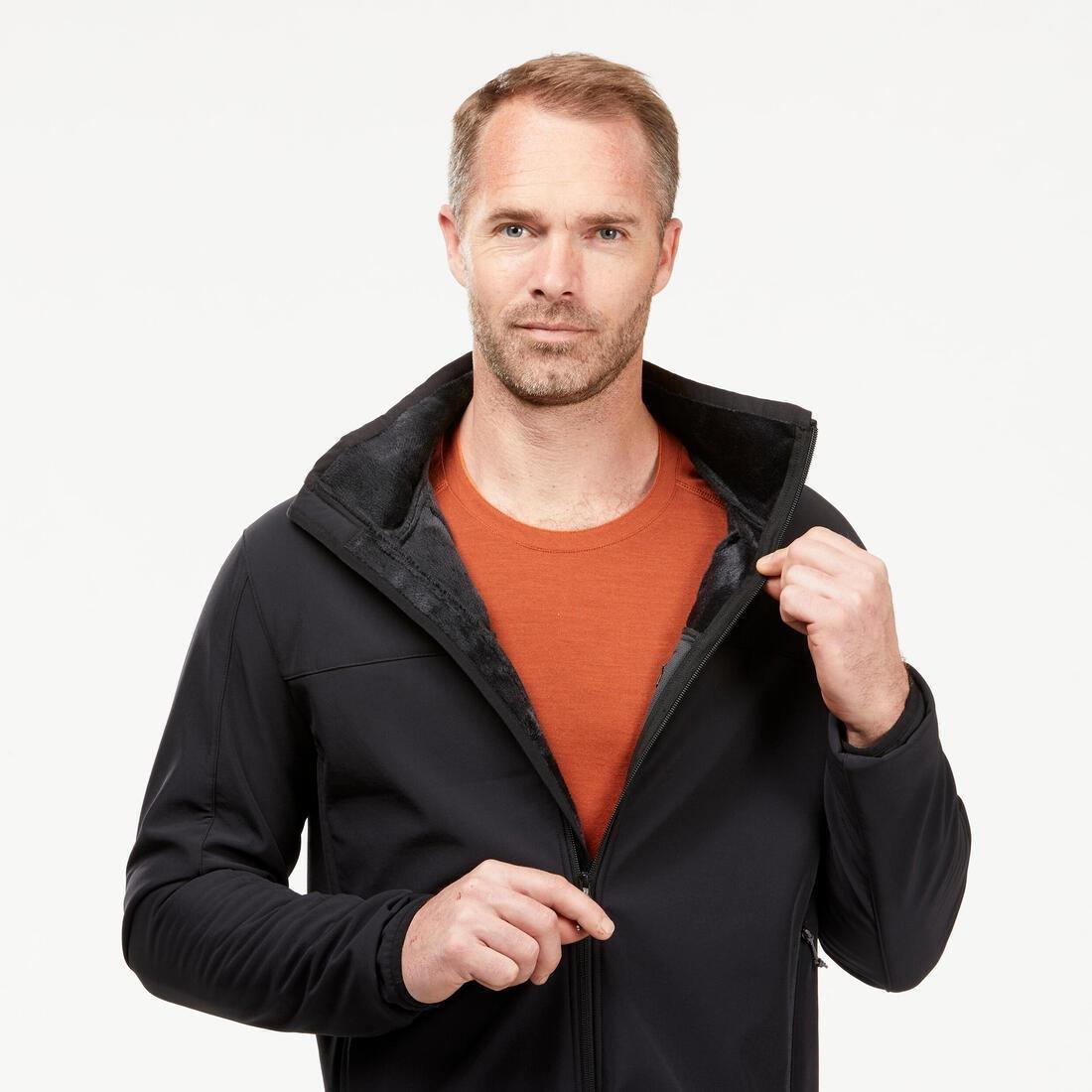 Mens Warm Windproof Softshell Jacket, Black, , large image number 3