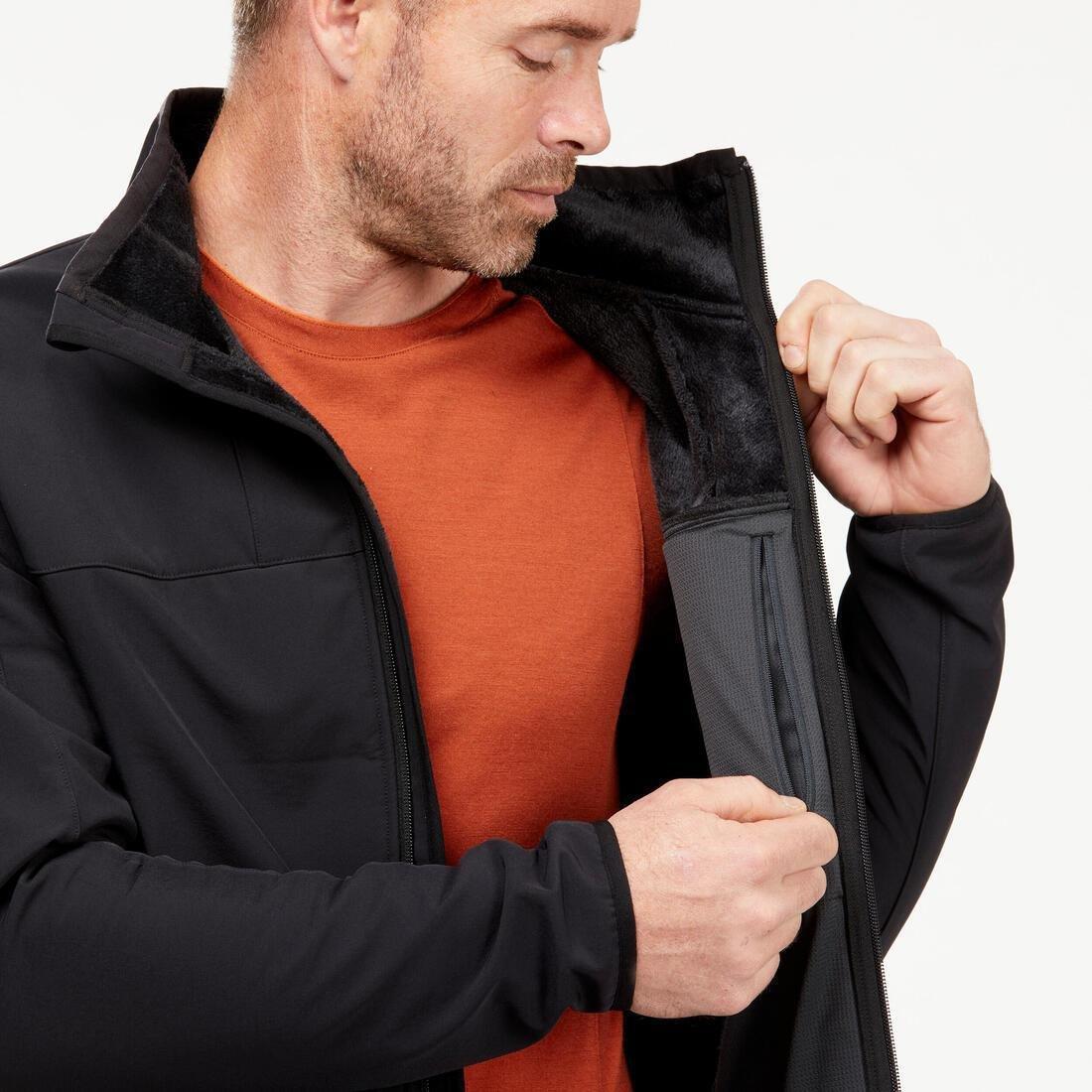 Mens Warm Windproof Softshell Jacket, Black, , large image number 4