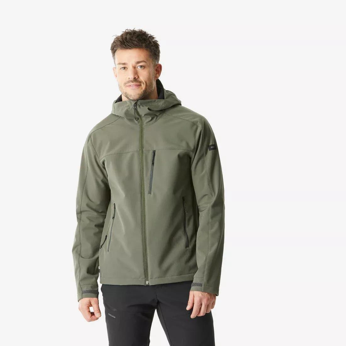 BRONZE KHAKI GREEN MEN'S SOFTSHELL MT  500 WINDWARM, 5401_000, medium