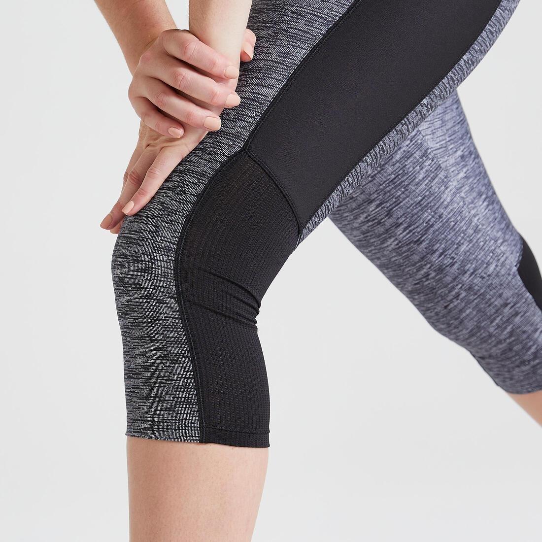 High-Waisted Fitness Cropped Leggings, Grey, No Color, large image number 4