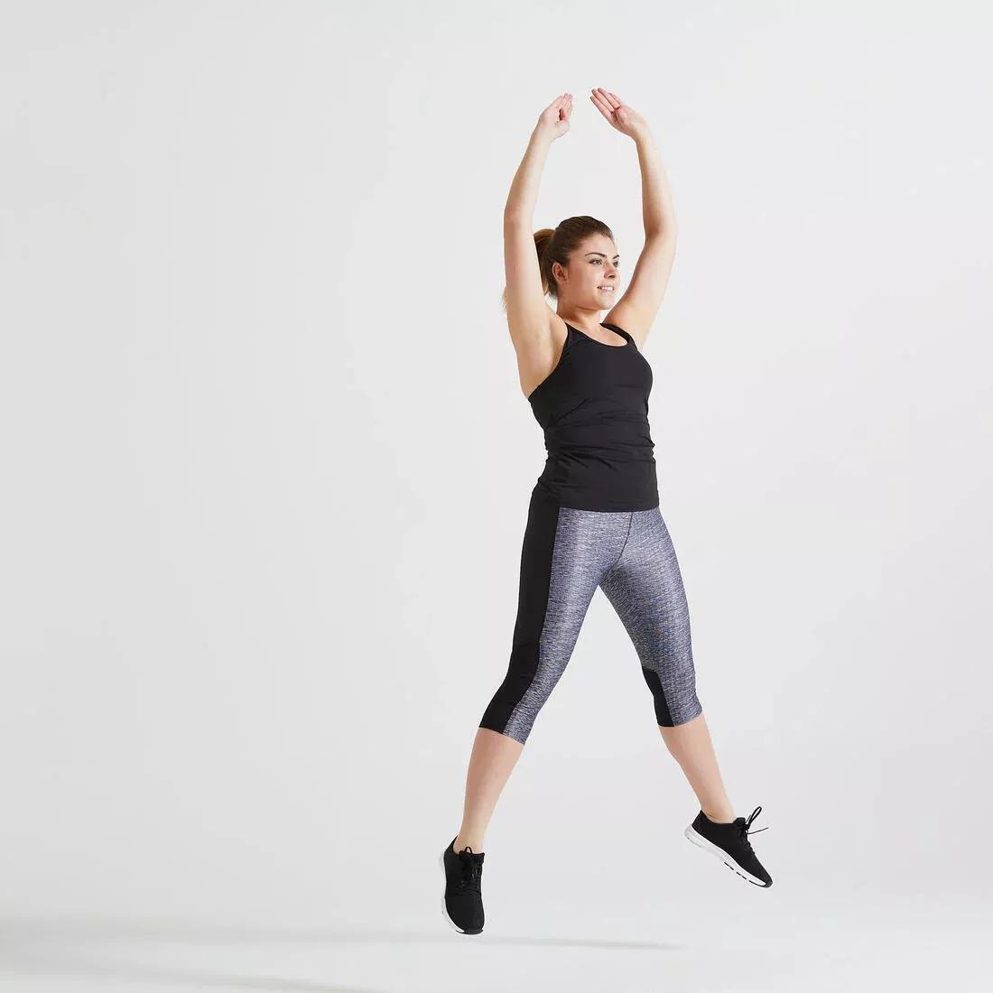 High-Waisted Fitness Cropped Leggings, Grey, No Color, large image number 13