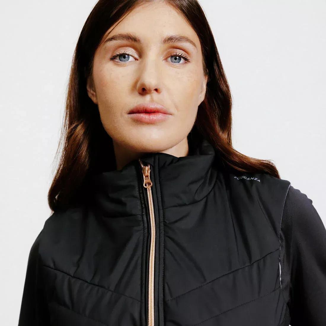 BLACK Women's Sleeveless Horse Riding Down Jacket 500 Zip, , large image number 2