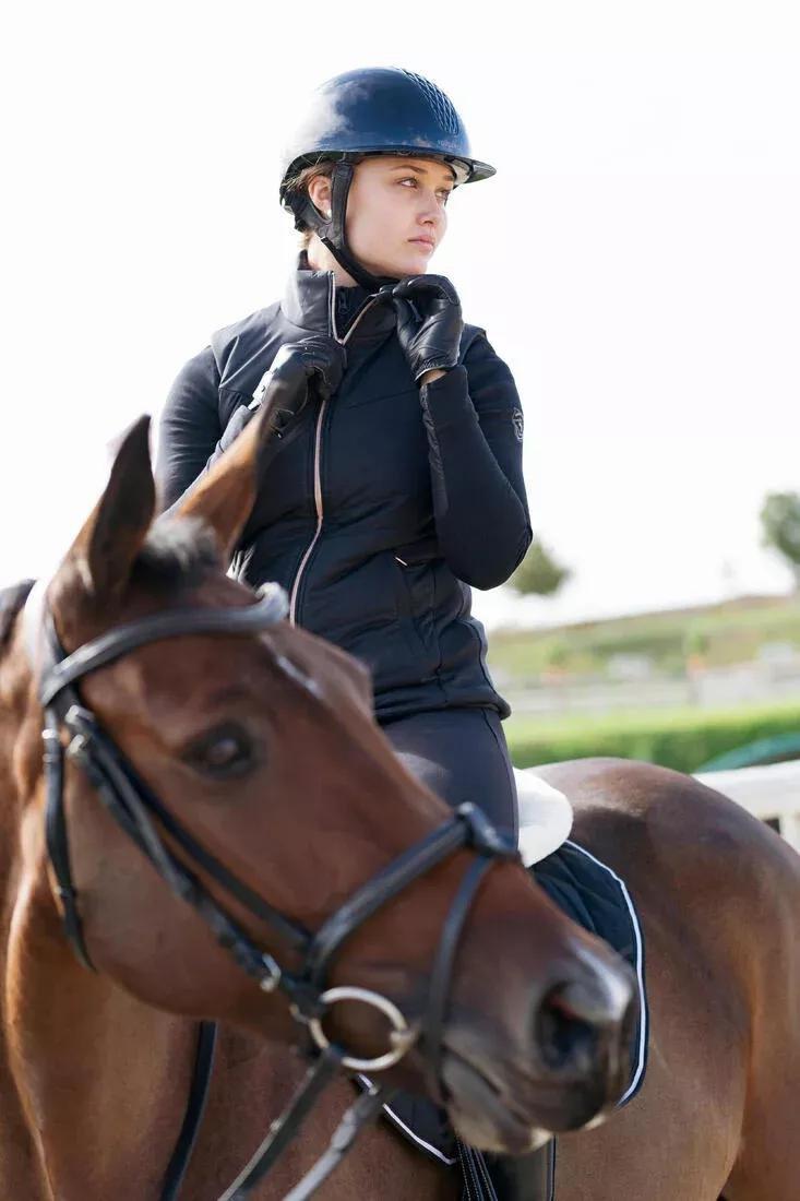 BLACK Women's Sleeveless Horse Riding Down Jacket 500 Zip, , large image number 11
