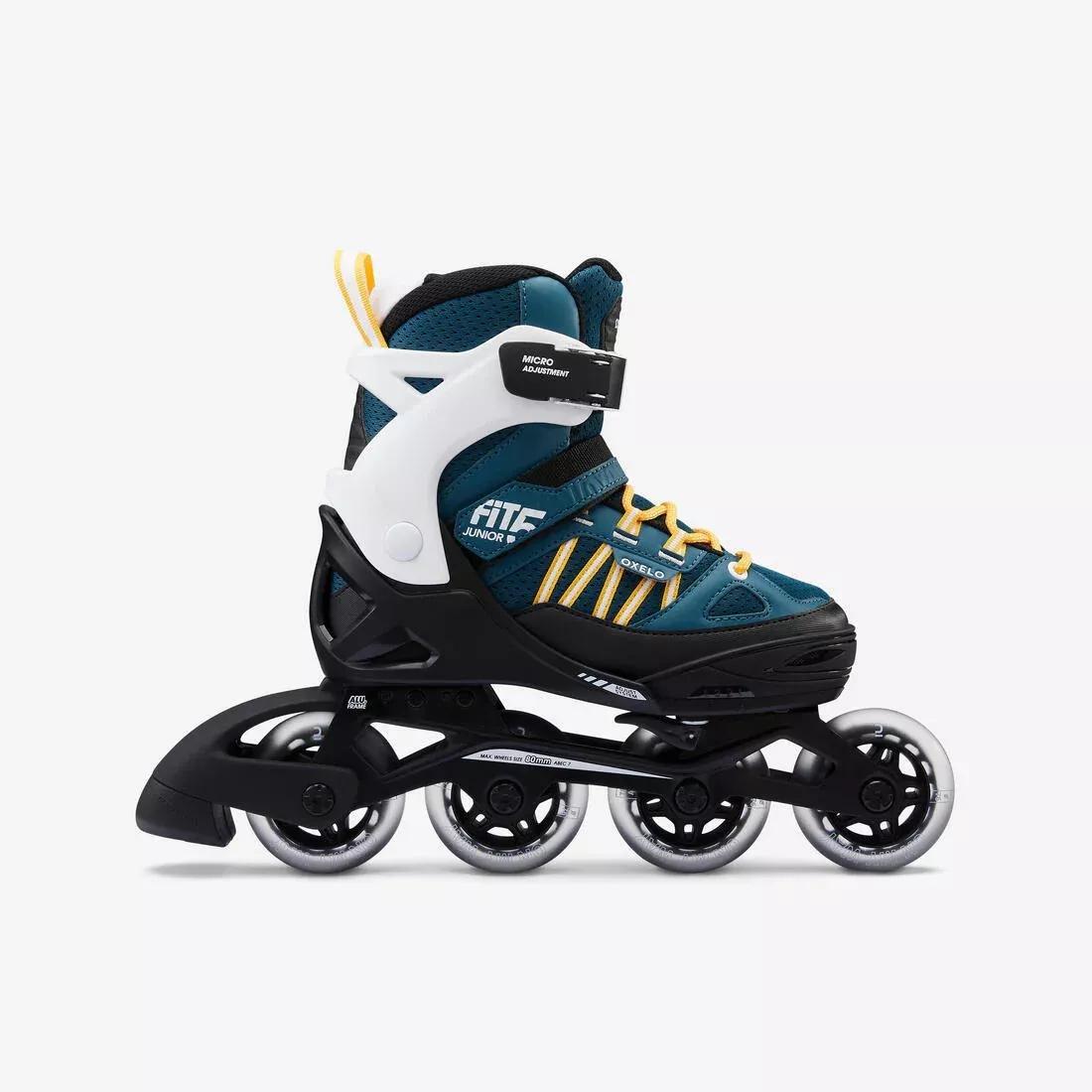 OXELO - Fit 5 Jr Kids' Inline Fitness Skates, Dark petrol blue