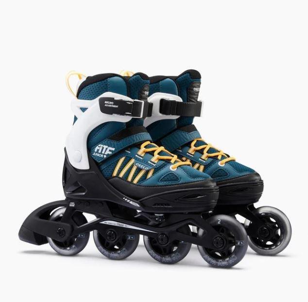 OXELO - Fit 5 Jr Kids' Inline Fitness Skates, Dark petrol blue