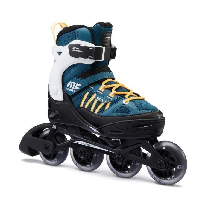 OXELO - Fit 5 Jr Kids' Inline Fitness Skates, Dark petrol blue