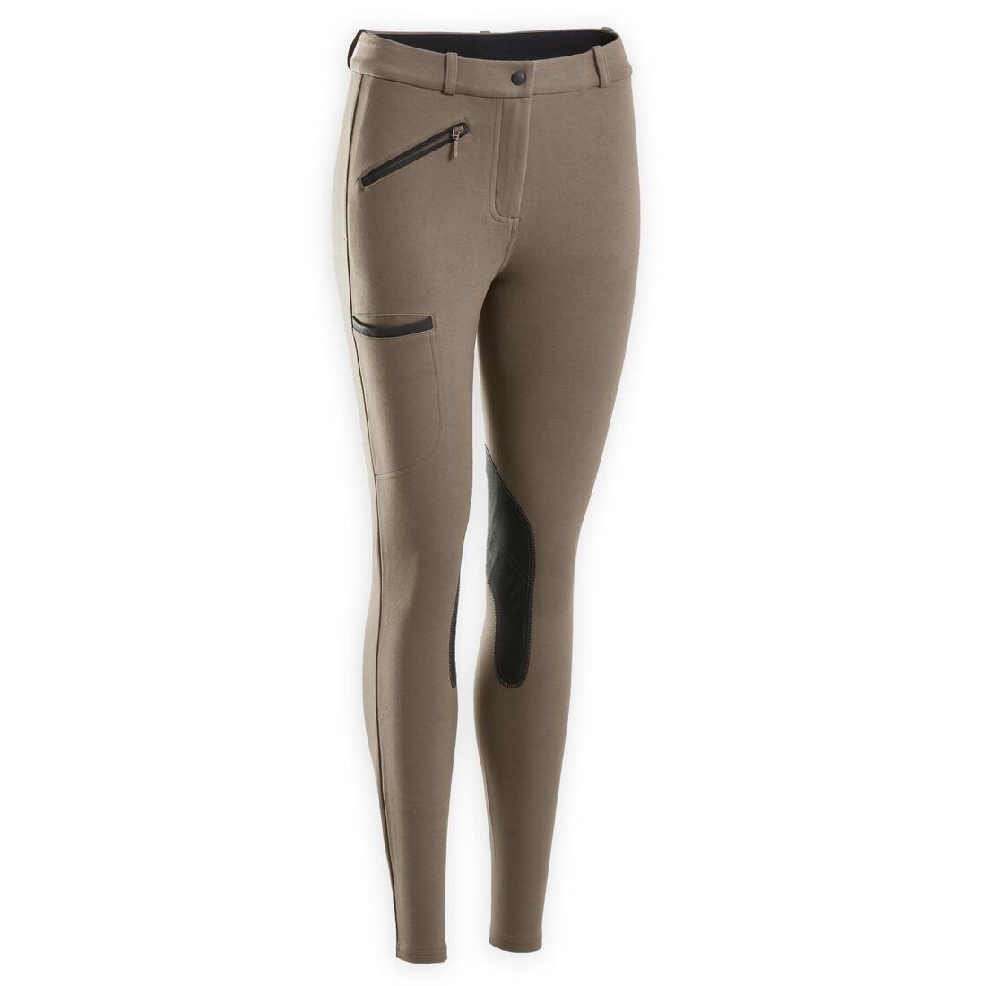 FOUGANZA - Women's Patch Horse Riding Jodhpurs 140, black