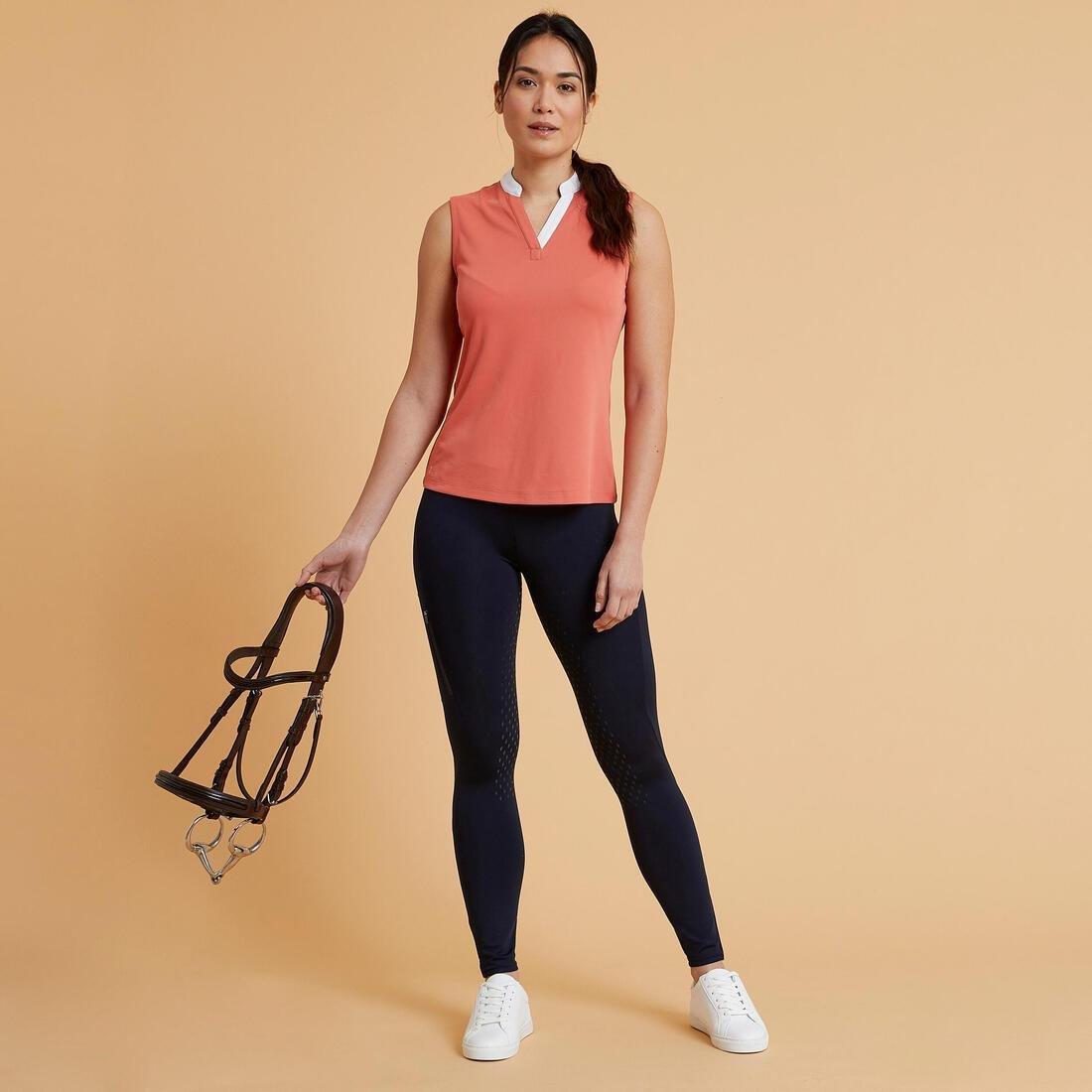 ASPHALT BLUE Women's Horse Riding Full Grip Leggings 500, No Color, medium