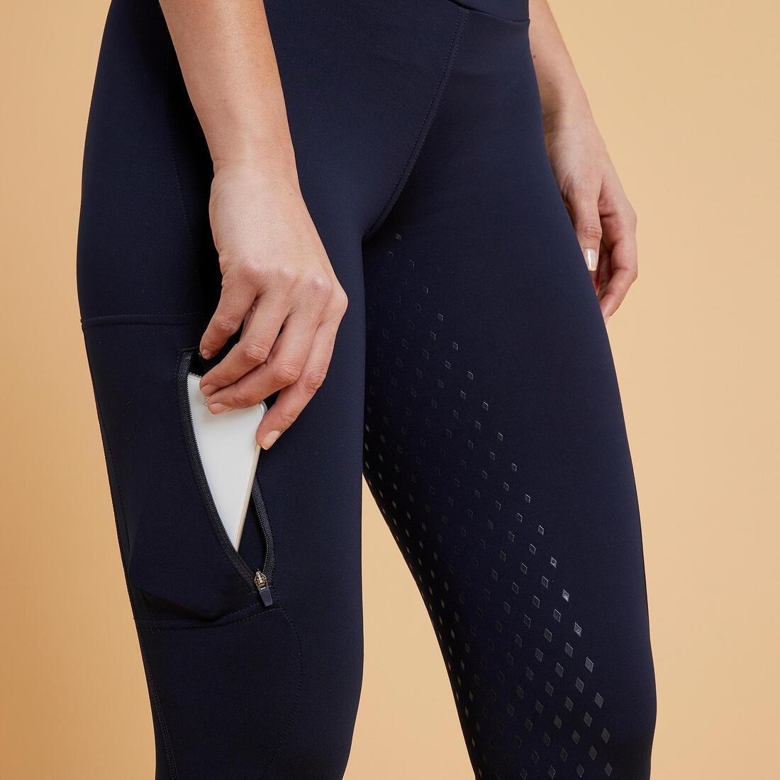 ASPHALT BLUE Women's Horse Riding Full Grip Leggings 500, , large image number 5
