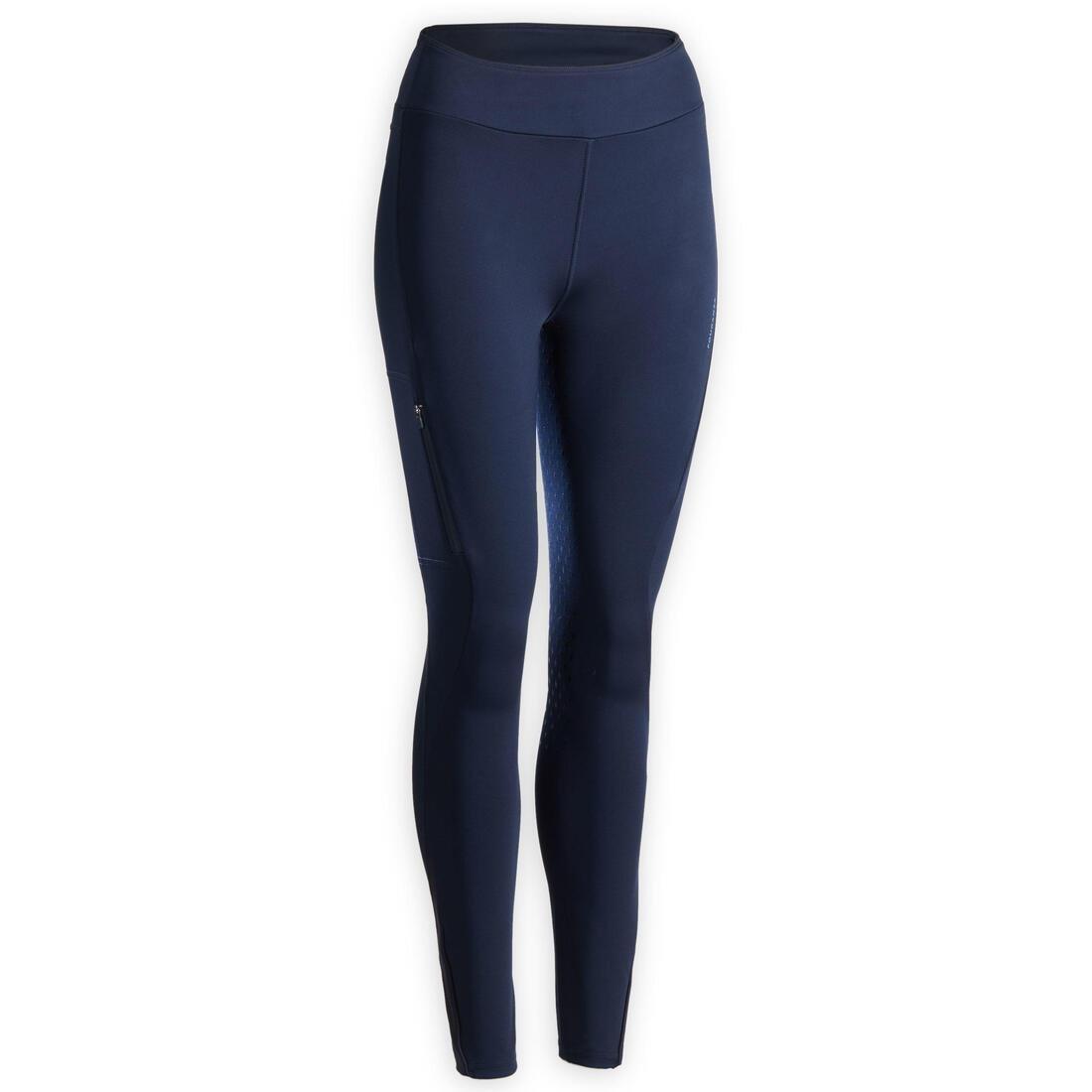 ASPHALT BLUE Women's Horse Riding Full Grip Leggings 500, , large image number 9