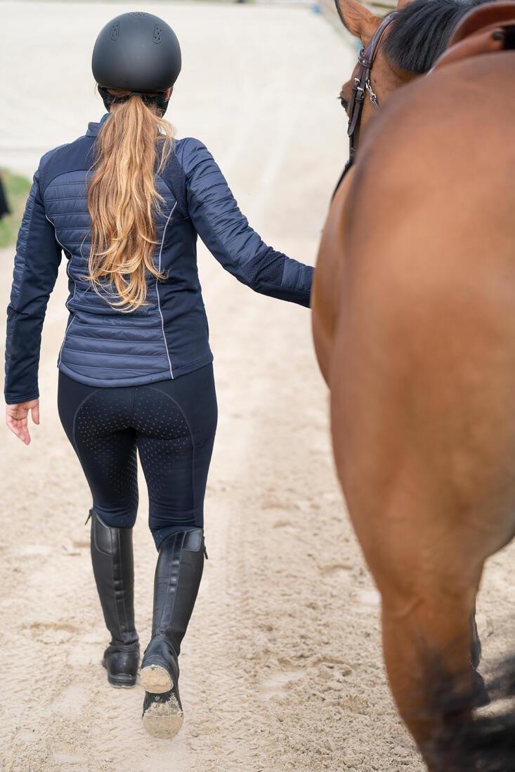 ASPHALT BLUE Women's Horse Riding Full Grip Leggings 500, , large image number 10