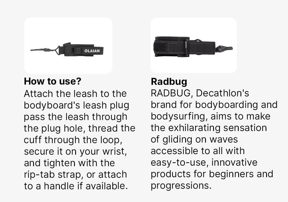 Wrist Leash - Bodyboard 100, Black, No Color, medium