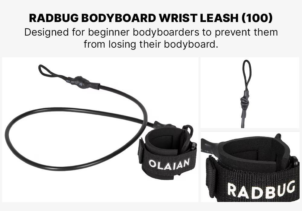 Wrist Leash - Bodyboard 100, Black, No Color, medium