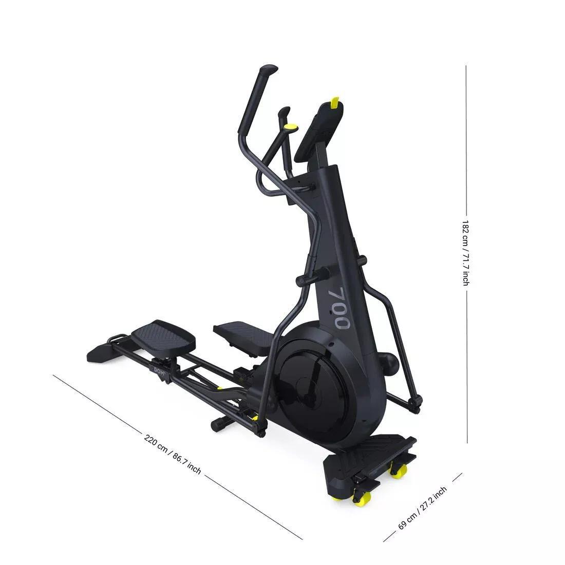 DOMYOS - Folding Self-Powered Smart Front Flywheel Cross Trainer 700, black