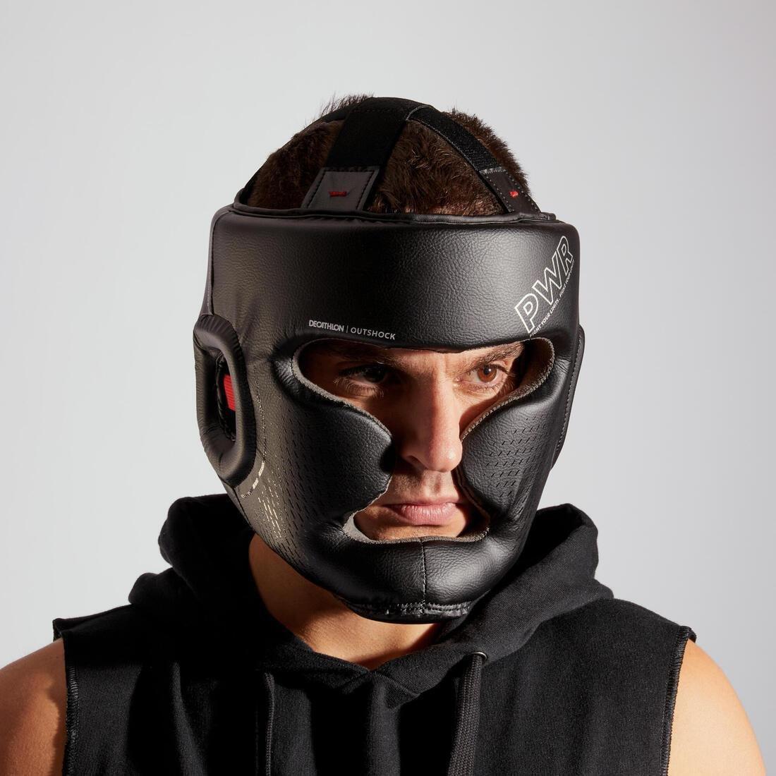 OUTSHOCK - Adult Boxing Full Face Headguard 500, Black