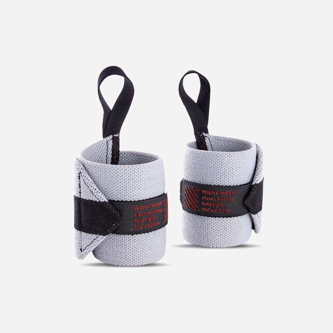 DOMYOS - Weight Training Wrist Wrap Strap, Grey