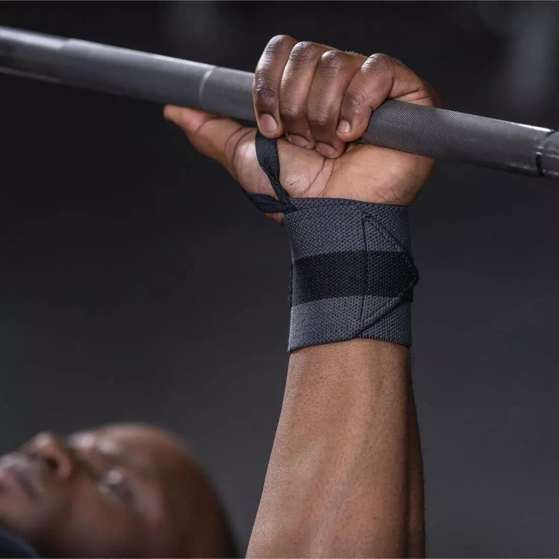 DOMYOS - Weight Training Wrist Wrap Strap, Carbon Grey