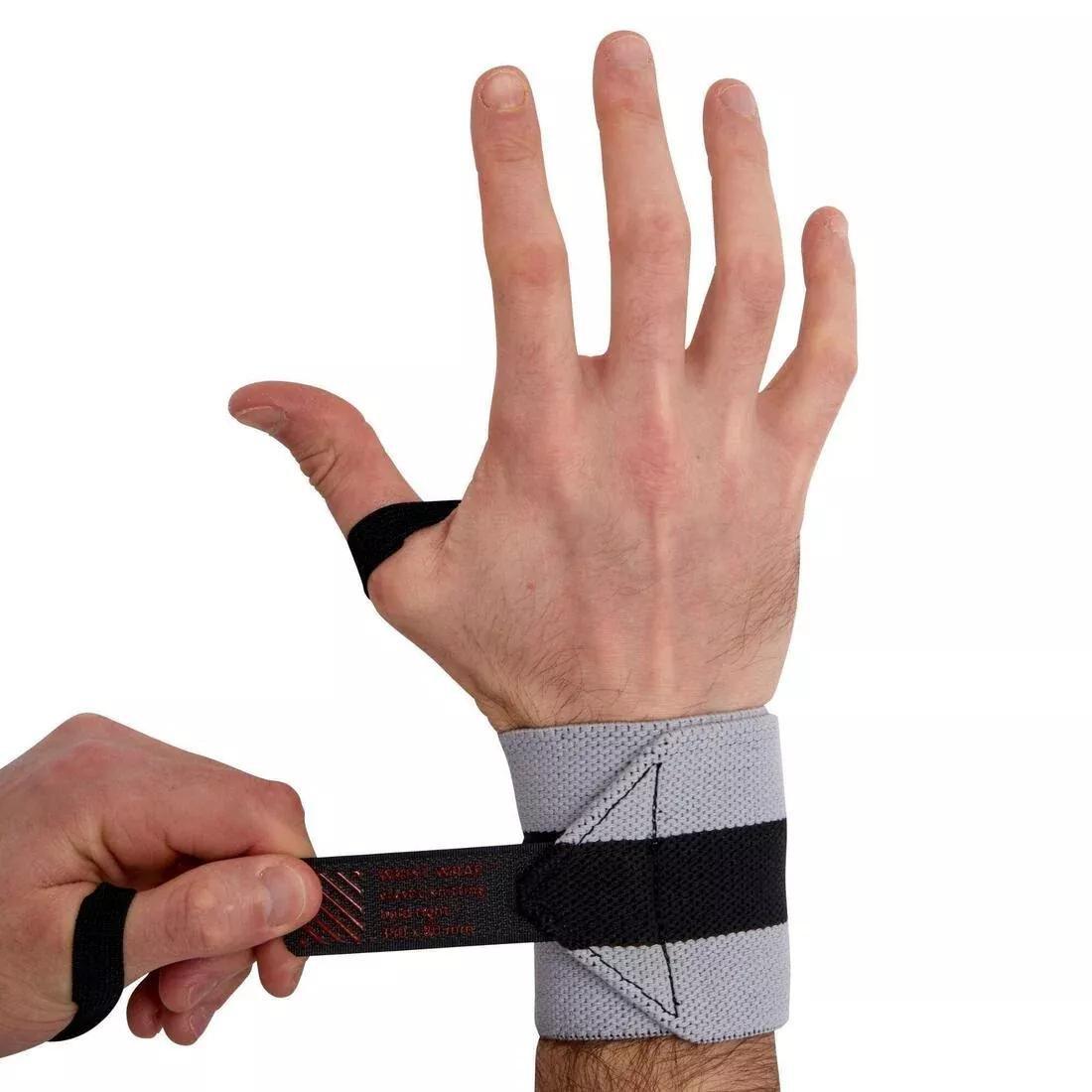 DOMYOS - Weight Training Wrist Wrap Strap, Carbon Grey