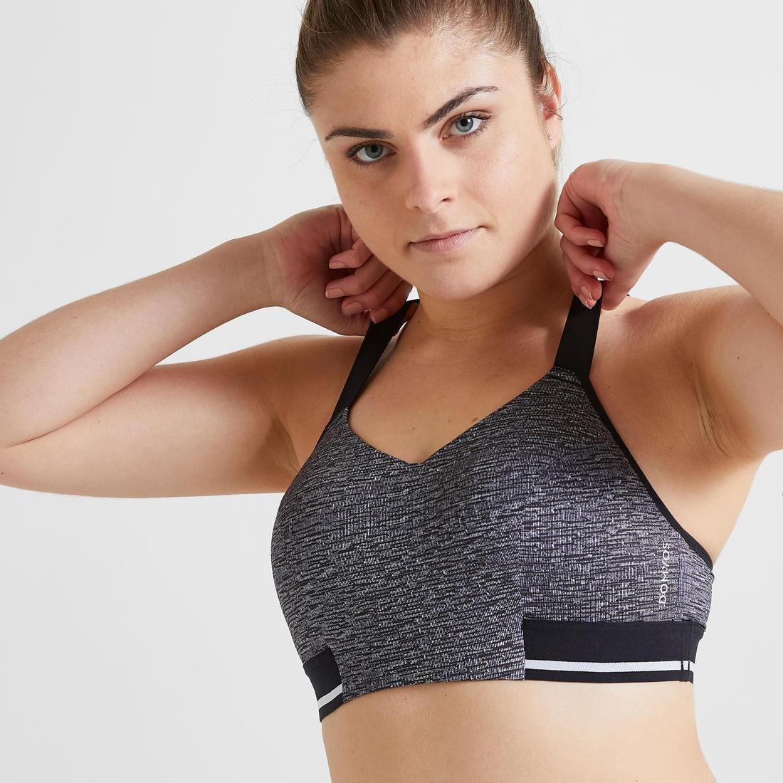 DOMYOS Moderate Support Fitness Sports Bra 500, Grey