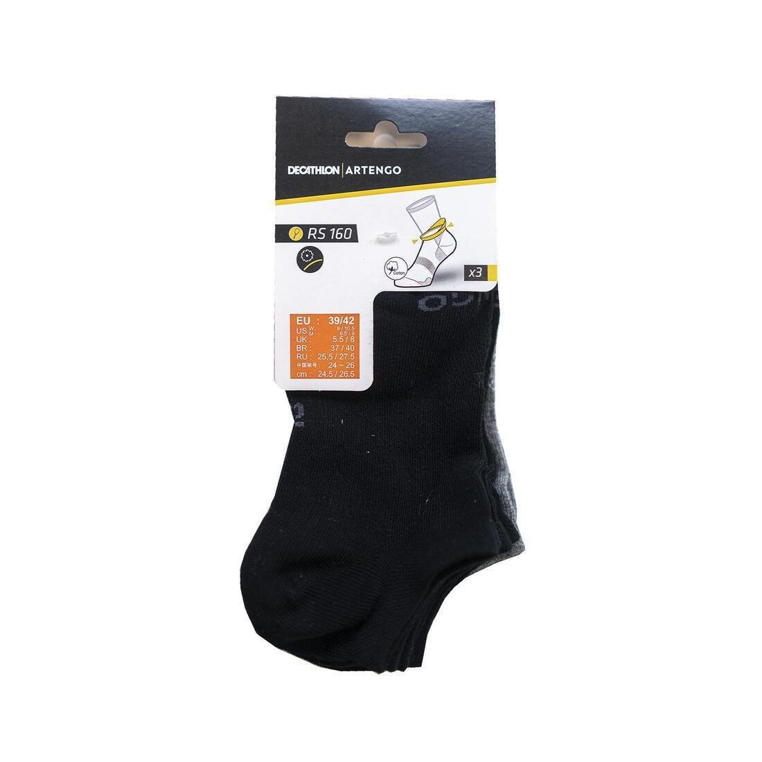 RS 160 Tri-Pack High Sports Socks - Black - Artengo - Decathlon