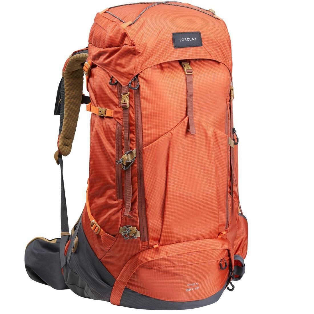 COPPER BROWN Men's Trekking Backpack 60+10 L - MT500 AIR, No Color, large image number 0