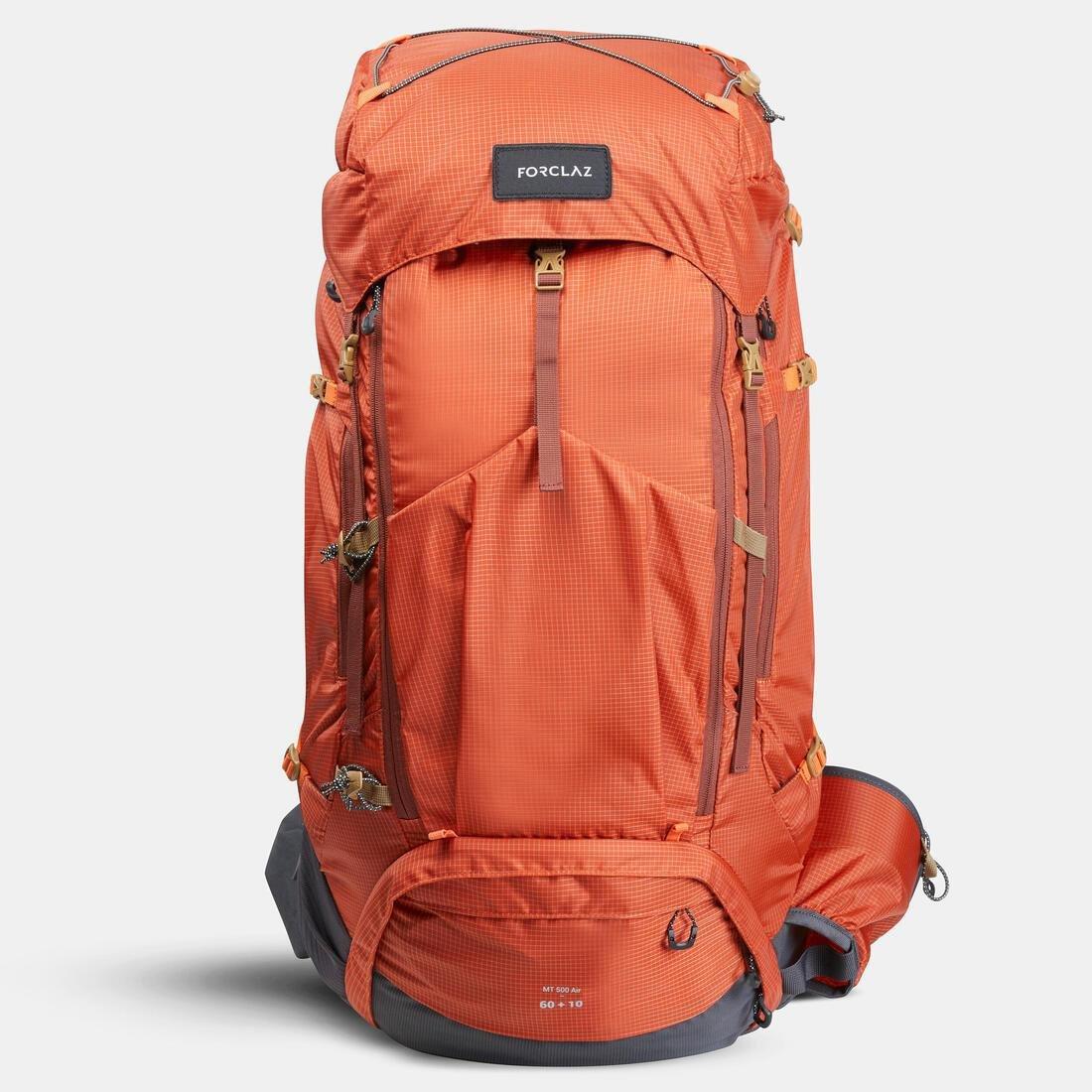 COPPER BROWN Men's Trekking Backpack 60+10 L - MT500 AIR, No Color, large image number 1