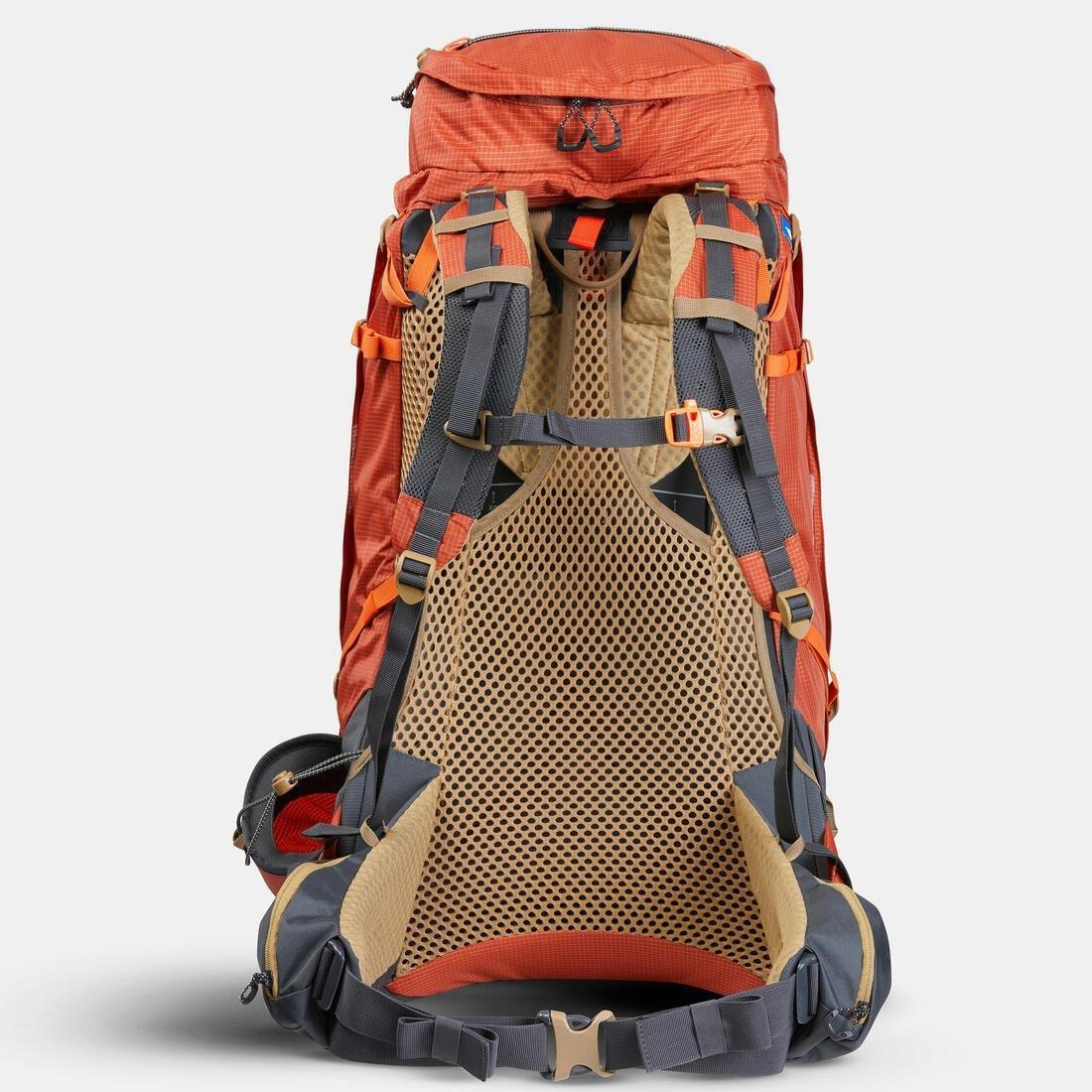 COPPER BROWN Men's Trekking Backpack 60+10 L - MT500 AIR, No Color, large image number 4