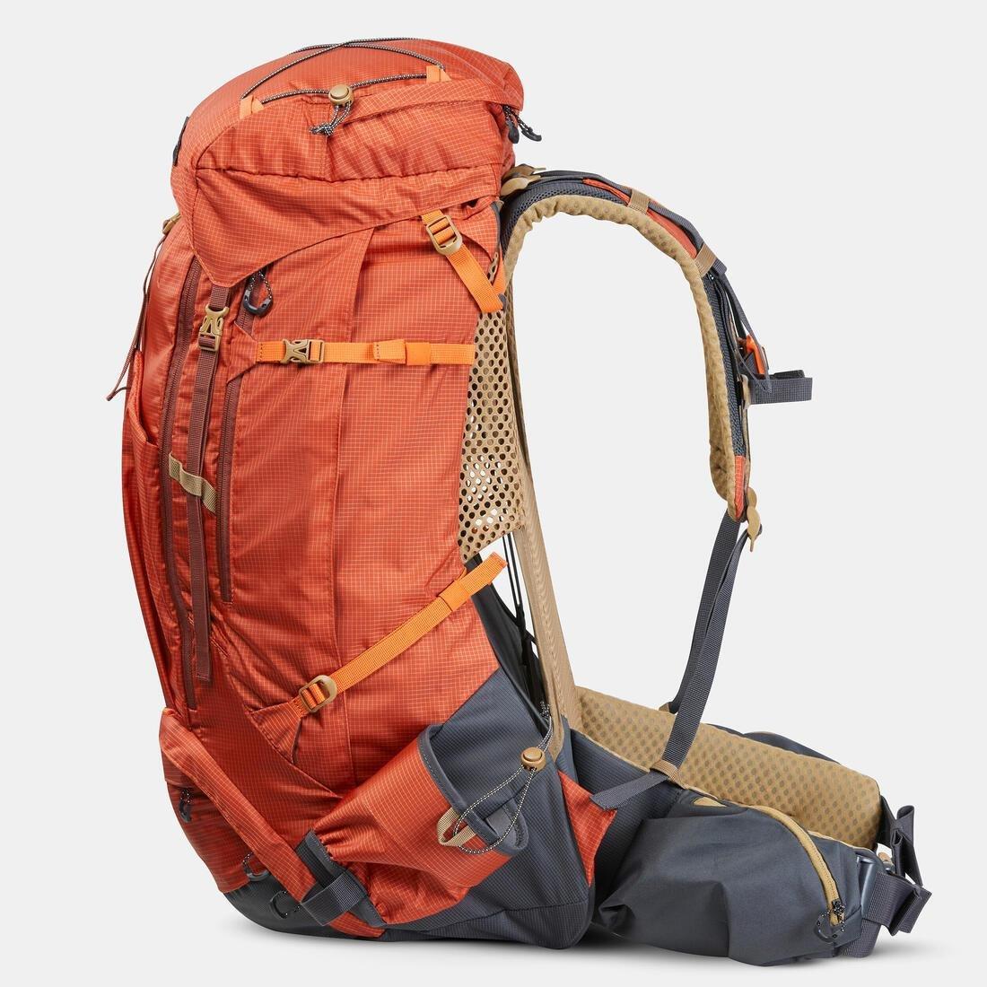 COPPER BROWN Men's Trekking Backpack 60+10 L - MT500 AIR, No Color, large image number 5