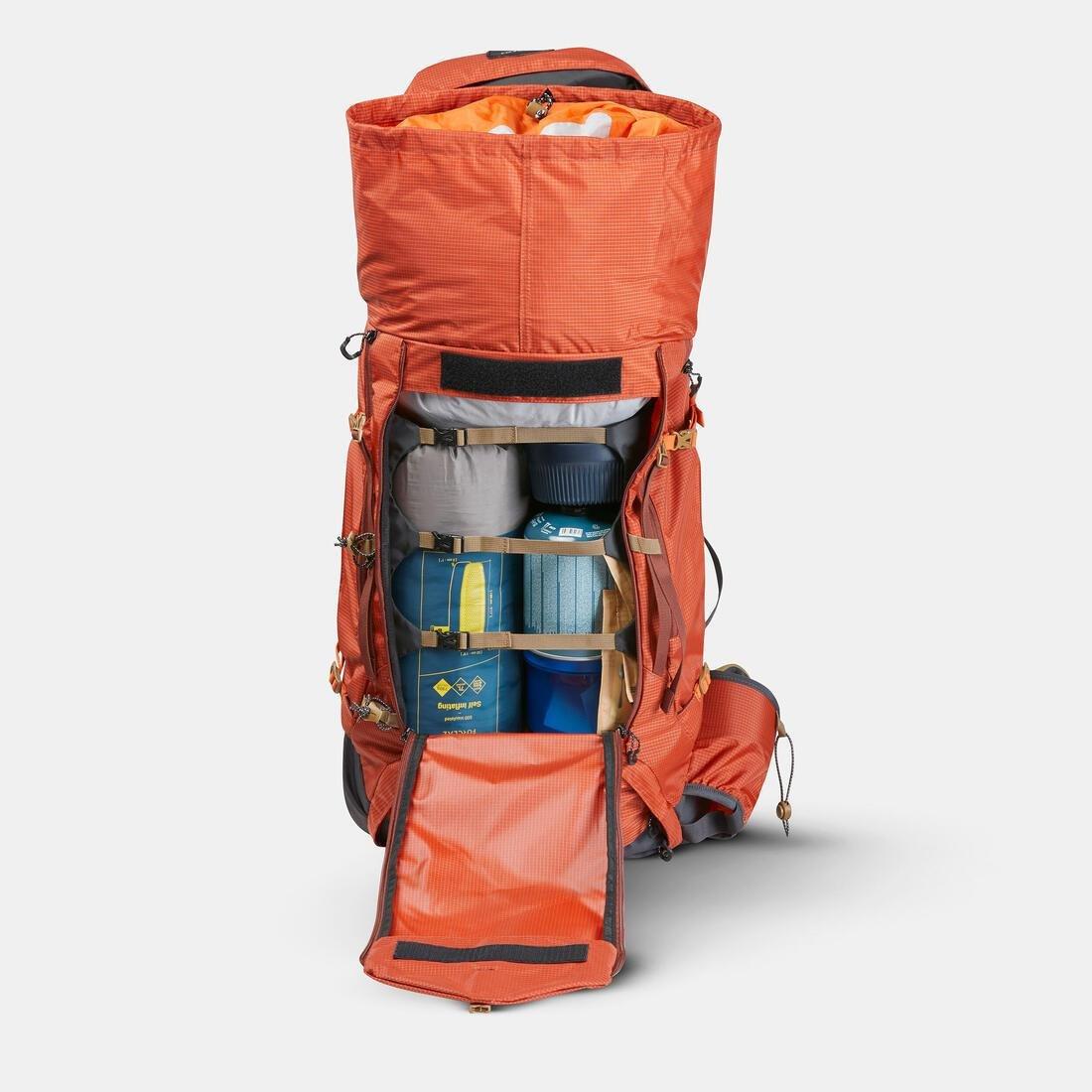 COPPER BROWN Men's Trekking Backpack 60+10 L - MT500 AIR, No Color, large image number 6