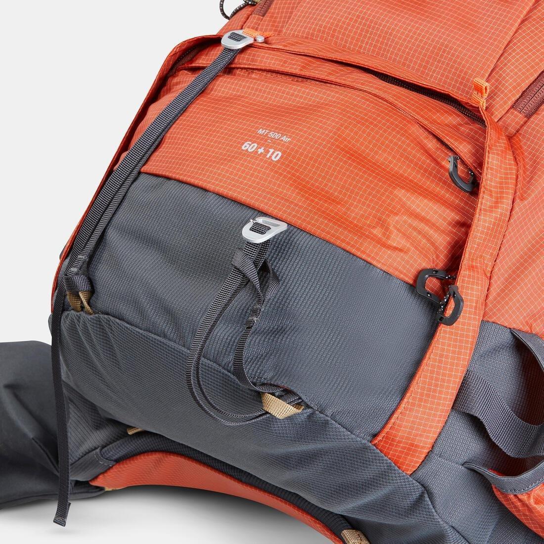 COPPER BROWN Men's Trekking Backpack 60+10 L - MT500 AIR, No Color, large image number 10