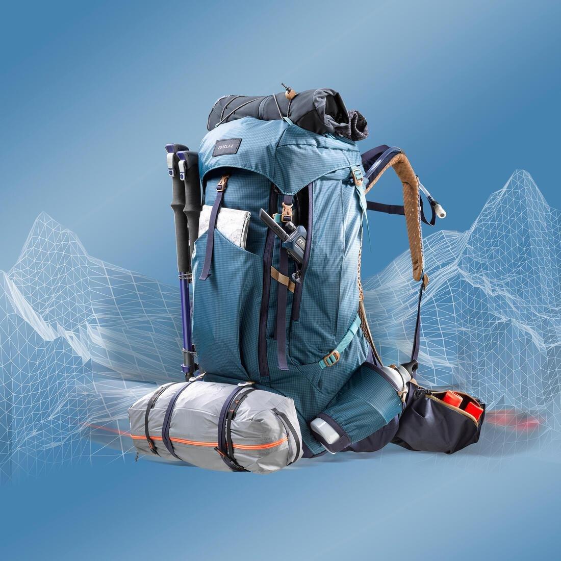 Men Trekking 50+10 L Backpack - Mt500 Air, Dark Petrol Blue, No Color, large image number 1