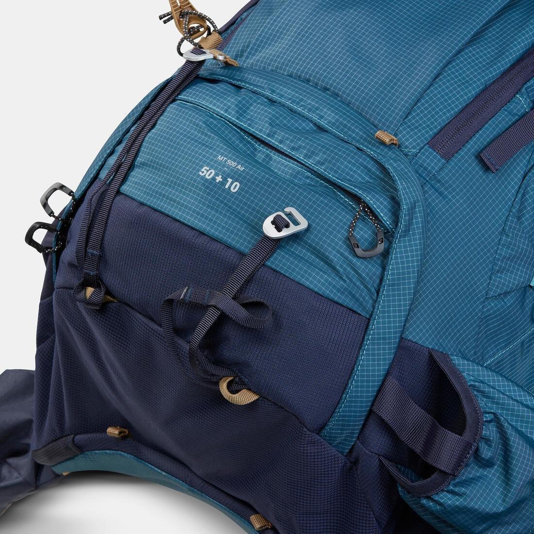 Men Trekking 50+10 L Backpack - Mt500 Air, Dark Petrol Blue, No Color, large image number 12