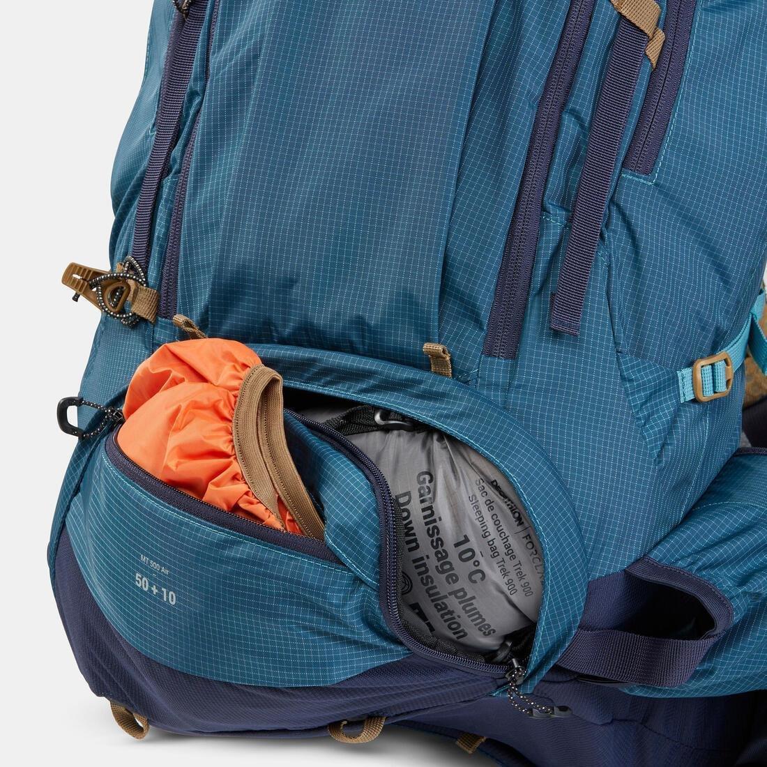 Men Trekking 50+10 L Backpack - Mt500 Air, Dark Petrol Blue, No Color, large image number 13