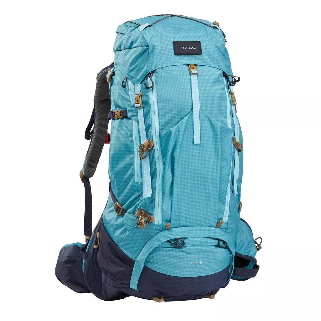 FORCLAZ Women's Trekking Backpack 45+10 L - MT500 AIR, BLUE GREY