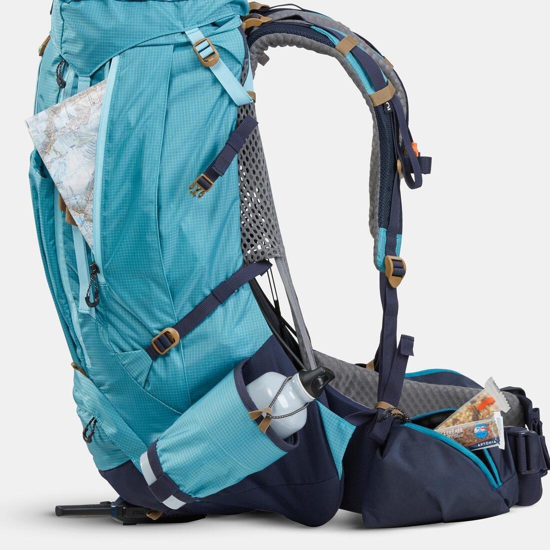 BLUE GREY Women's Trekking Backpack 45+10 L - MT500 AIR, No Color, large image number 9
