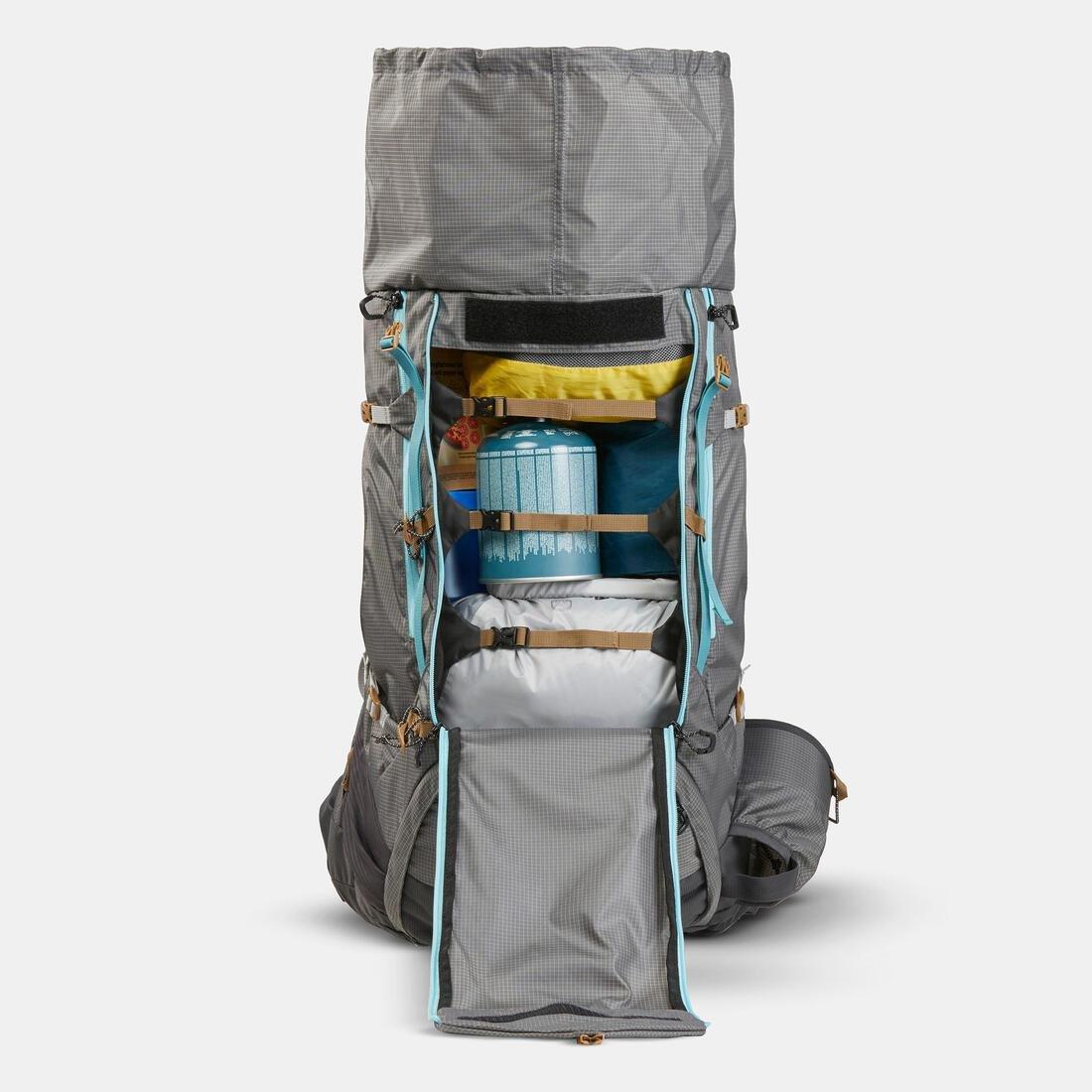 Women Trekking Backpack 55+10 L - Mt500 Air, Grey, No Color, large image number 6