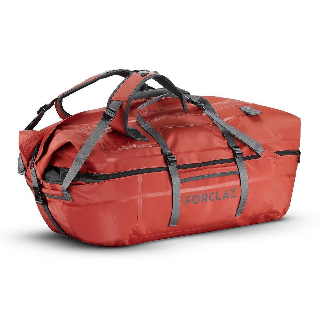 FORCLAZ - Waterproof Trekking Carry Bag - 80 L to 120 L - DUFFEL 900 EXTEND WP, Brick red